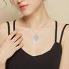 Nested Double Heart Full Paved Border Center Heart Cut Zircon Pendant Women Clavicle Necklace