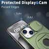 For iPhone 13/14 Phone Case Kickstand Magnetic Back Shell with Slide Camera Cover