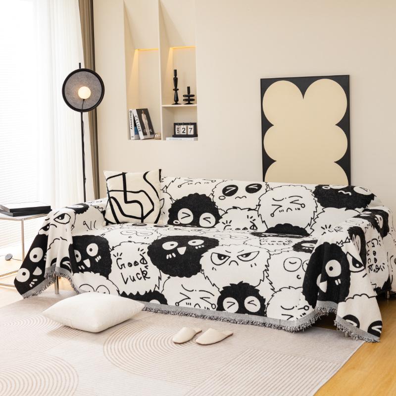 Cartoon Anime Chenille Sofa All-inclusive Cover Towel for All Seasons Thickened Dustproof and Cat Scratchproof Sofa Towel Blanket