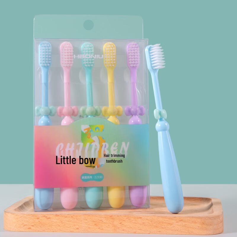 HAONIU Colorful Soft-Bristle Kids Toothbrushes with Bow-Knot Handles