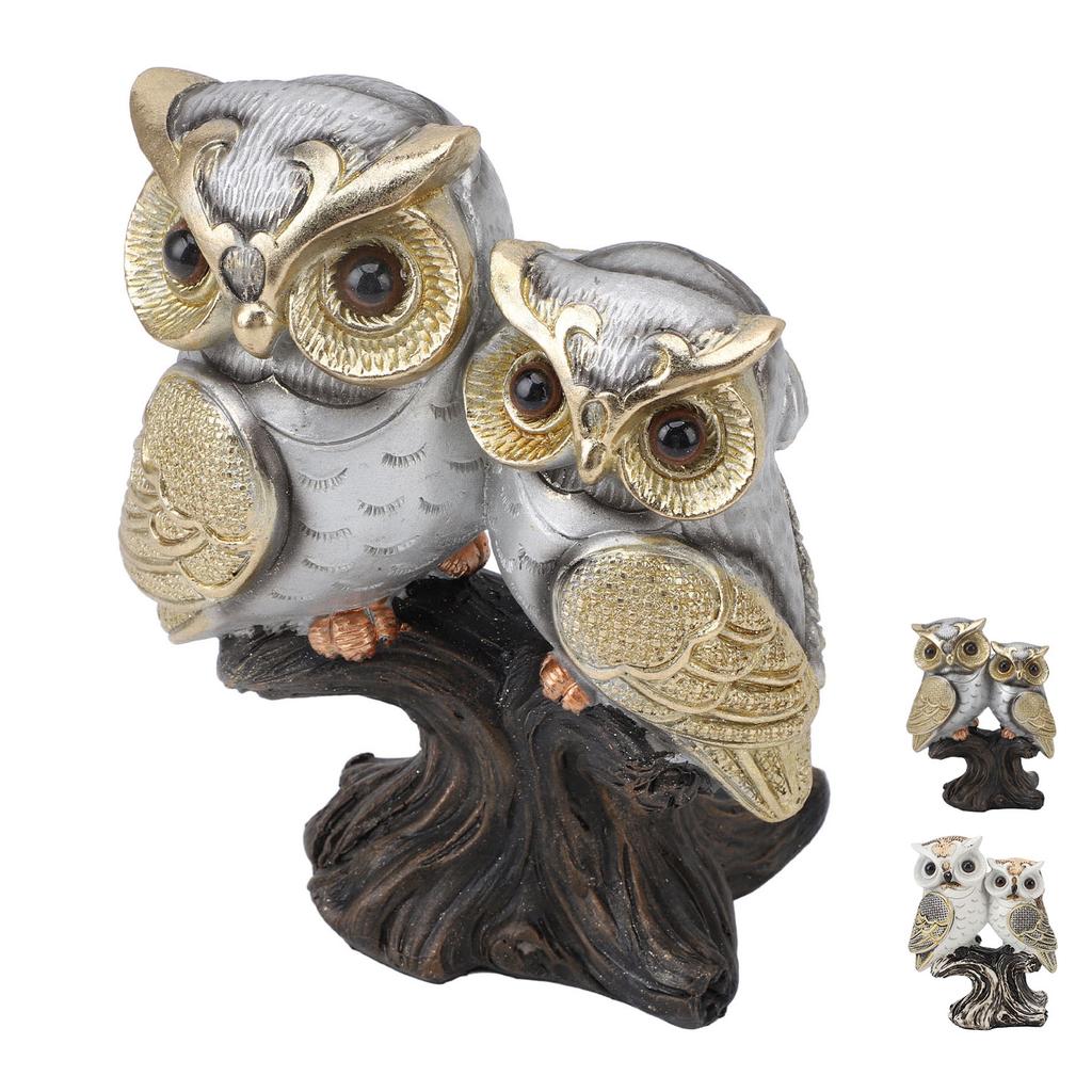 Owl Figurine Resin Lifelike Artistic Decorative Standing Owl Statue Ornament for Garden Living Room