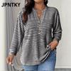 JPNTKY Women's Fashion Casual Solid Color Print V-Neck Long Sleeve Blouses & Shirts