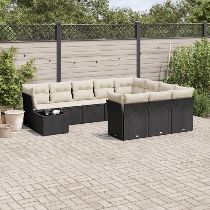 VidaXL Garden Lounge Set with Cushions 11 Pcs, Patio Sofas, Patio Furniture Set, Outdoor Furniture, Black 3218256
