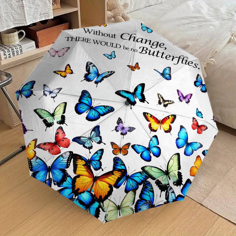 1pc Butterflies Change Pattern Umbrella Design Automatic Opening and Closing Umbrella, High-quality Travel Umbrella,  c1128070