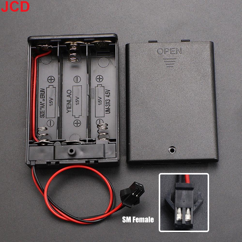 JCD 1pc 3x AA Battery Holder Storage Case Box With Switch & Cover PH2.0 XH2.54 SM DC5.5*2.1mm USB Plug Connect Terminal Cable