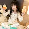 Children's pajamas pure cotton boys' long johns set girls' baby thermal underwear medium and children's bottom cotton sweater