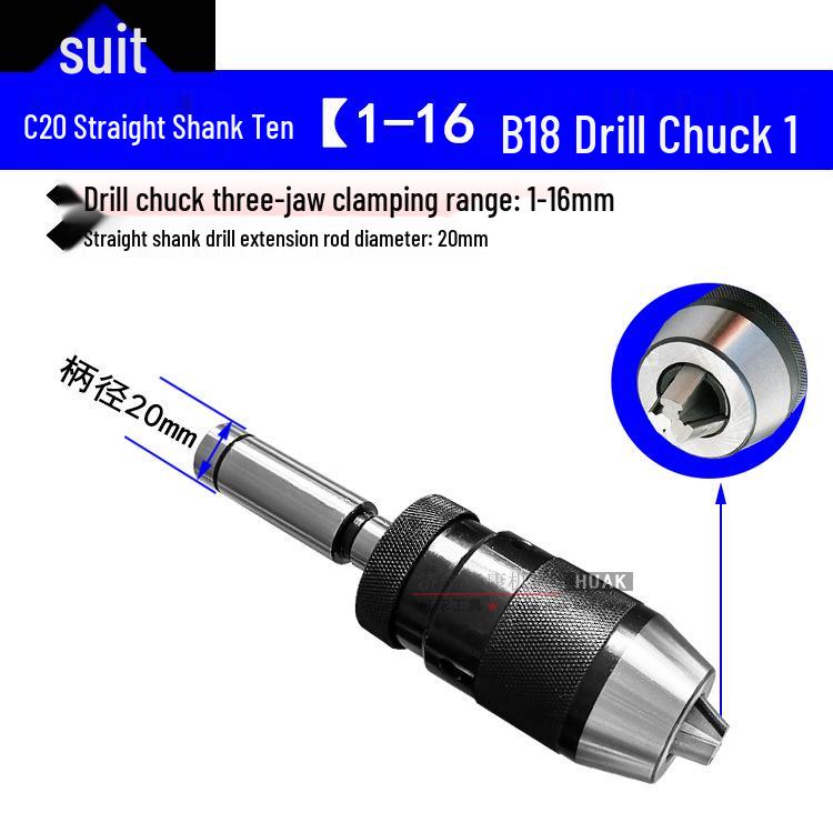 Self-Tightening Self-Locking Drill Chuck 1-13mm/1-16mm with Morse Taper Hole for Drill/Mill Machines
