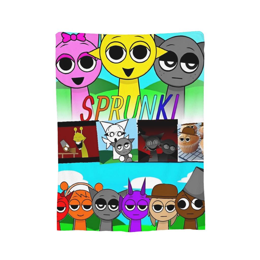 Coperta Gioco Cartone Animato Sprunki Incredibox Coperta Plaid in Flanella Decorazione Estiva per Condizionatore Morbida Calda Copriletto