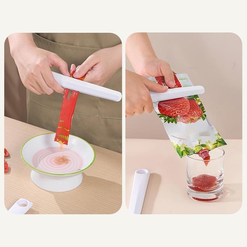 1PC No-Waste Magnetic Pet Food Pouch Squeezer White Wet Food Tube Squeeze Clip For Cat Dog Home Feeding Sauce Paste Tool
