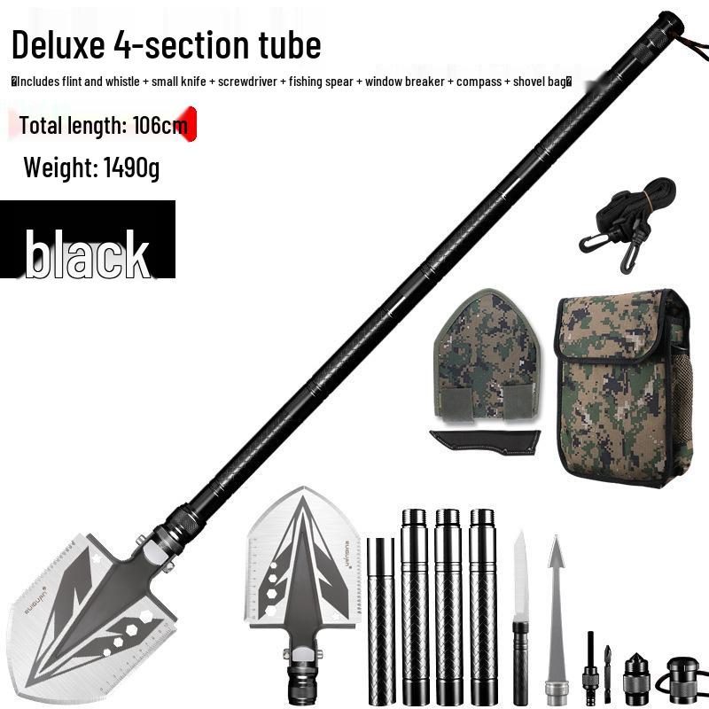 Multi-functional Outdoor Folding Shovel: Manganese Steel, Ideal for Camping, Fishing, Off-road Use, and Vehicle-mounted Tasks