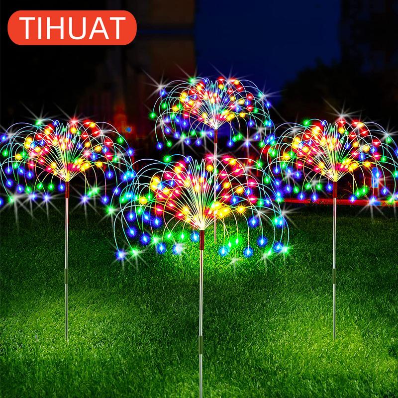 Solarbetriebene LED Bodenfeuerwerke, DIY Lichterketten, Gartenrasendekorationen, Hochzeitsfeier- & Weihnachtslandschaftsbeleuchtung