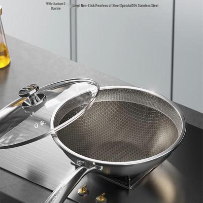 32cm 304 Stainless Steel Honeycomb Wok
