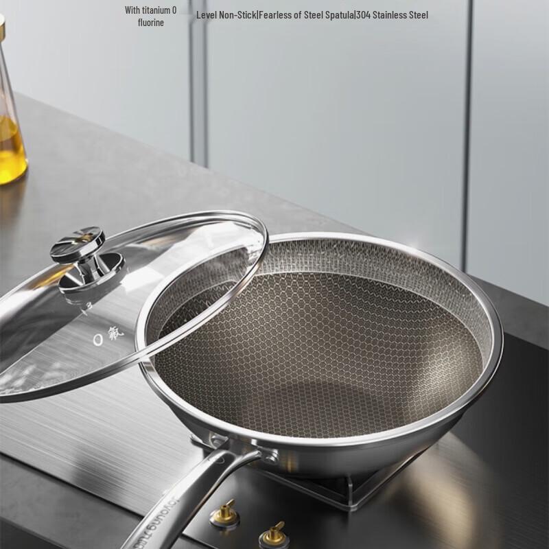 Joyoung 32cm 304 Stainless Steel Honeycomb Wok
