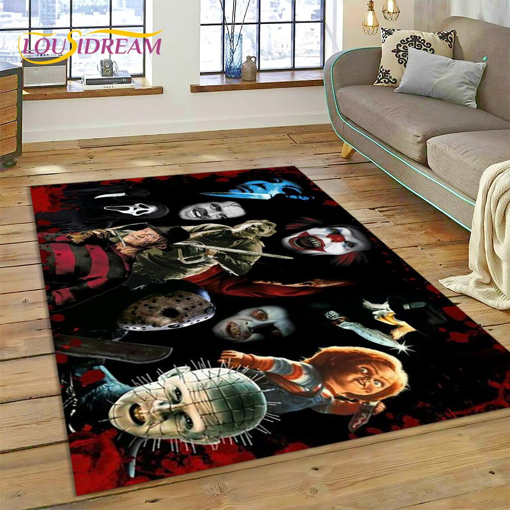 Postava z hororového filmu Chucky Pennywise Halloween Koberec do ložnice obývacího pokoje Dekorace na pohovku Doma Velká dekorativní podlahová rohož