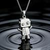 Trendy Hip Hop Robot Pendant Charm Necklace for Men & Women - Stainless Steel Long Sweater Chain