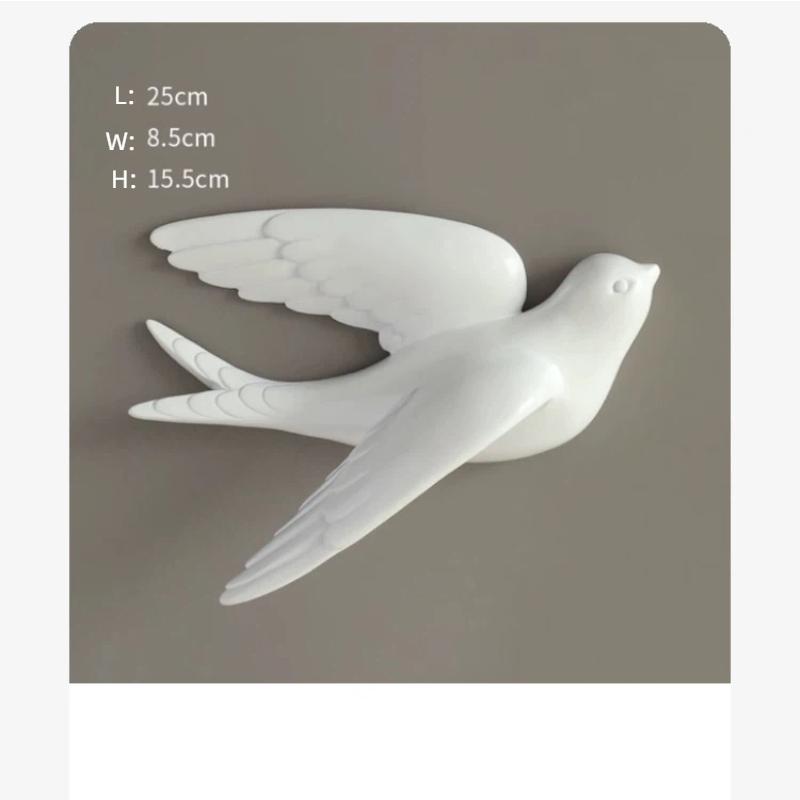 3D Resin Bird Wall Decor, No-Drill Hanging Decorative Birds for Home Wall Art