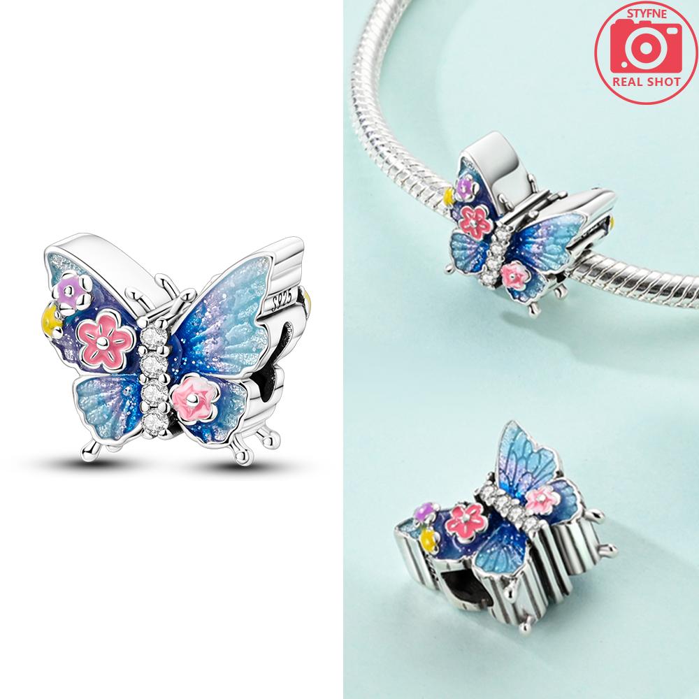 Colorful Butterfly Sparkling Zircon Fashion Copper Charms Beads Fit Qikaola Original Bracelets Diy Anniversary Jewelry