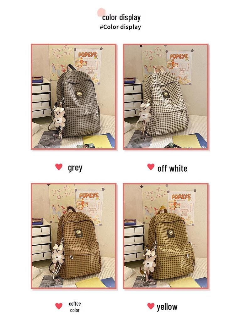 Japanese Retro Plaid Backpack for Women - Lightweight Autumn/Winter Bag for Middle and High School Girls