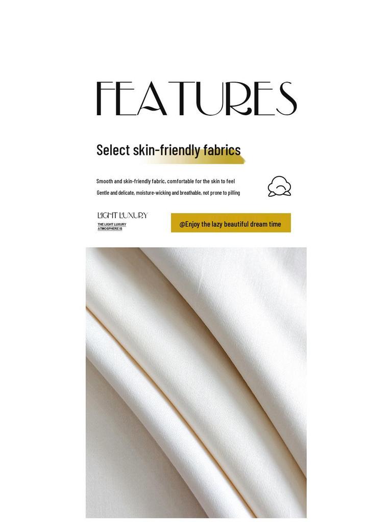 Light Luxury Skin-Friendly Embroidered Duvet Cover Set, Super Soft & Breathable, Available In Single/Double & Student Three-Piece Styles.