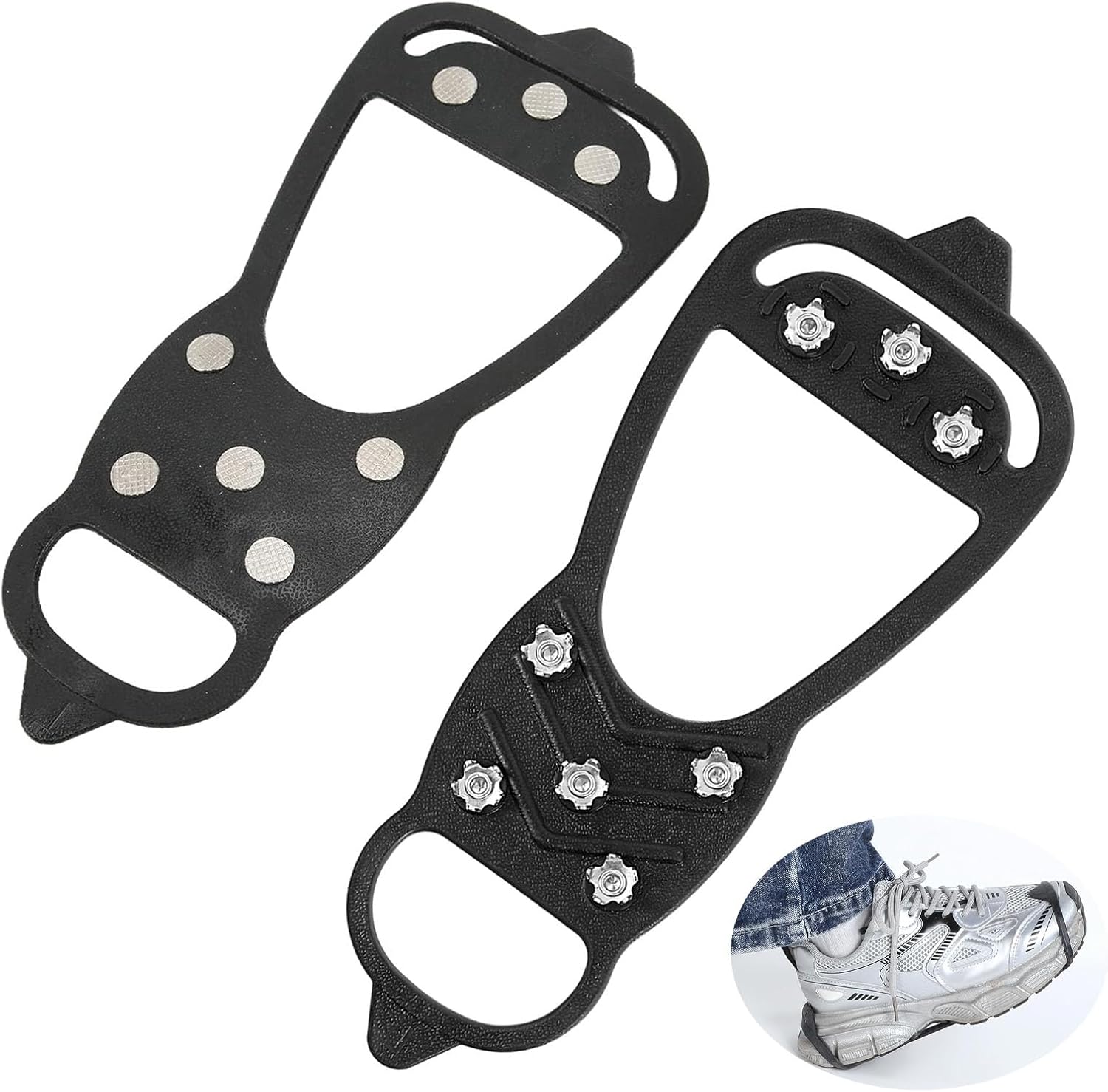 

Non Slip Stainless Steel Ice Cleats with Traction Spikes Rubber Outsole Waterproof Lining Oxygenating Unisex Winter Walking L for EU41-45