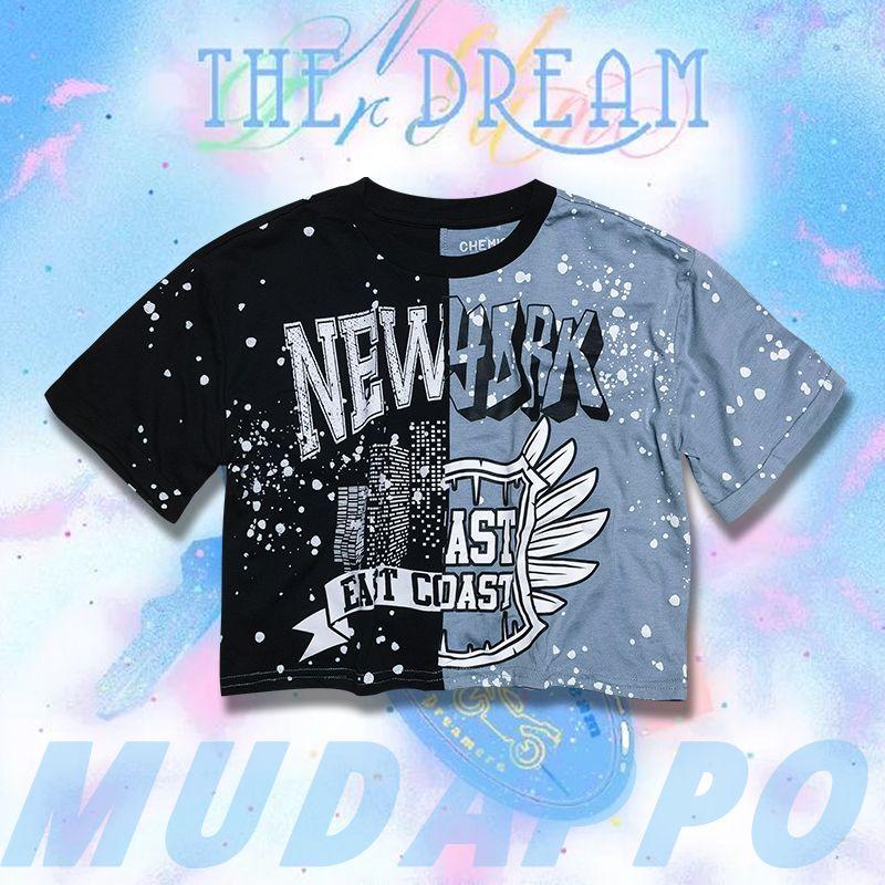 

Export Y2K Millennium Retro Half-Print T-shirt Top Abi graffiti S