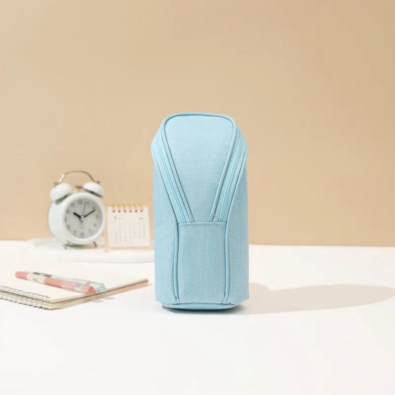 Kreatives stehendes Mäppchen Niedlich Große Kapazität Schüleretui Einfarbig Einfach Reißverschluss Kosmetiktasche Kindergeschenk