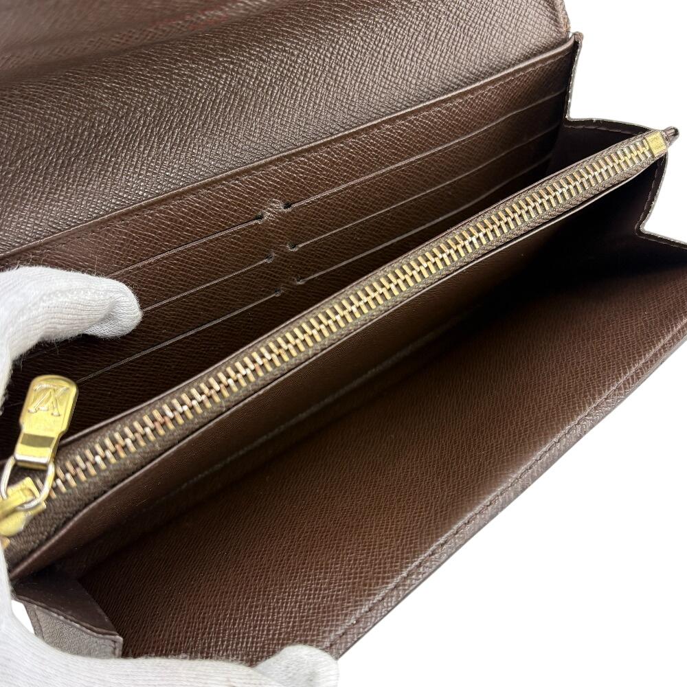 LOUIS VUITTON N61734 Coin case Damier Ebene leather Portefeiulle Sarah Purse Brown leather unisex Used