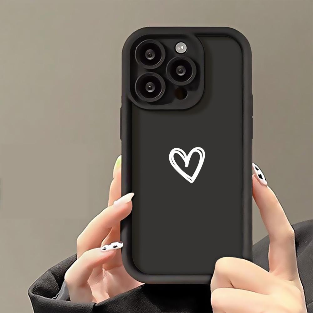 Simple Love Pattern Phone case iPhone 15 Pro Max 11 12 13 16 14 Plus Silicone Shockproof Case Lens protector shell