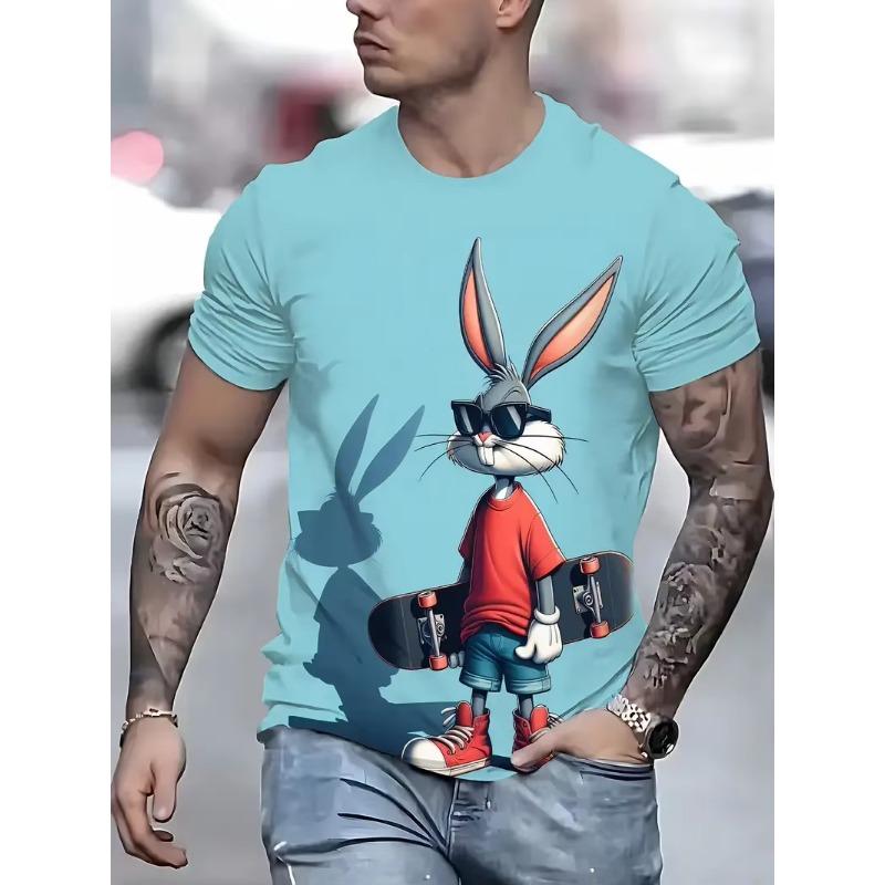 Mode Tecknad Kanin Grafiska T-shirts För Män Sommar Trend Hip Hop 3D Tryckta Barn T-shirts Cool Streetwear Andningsbara Tees