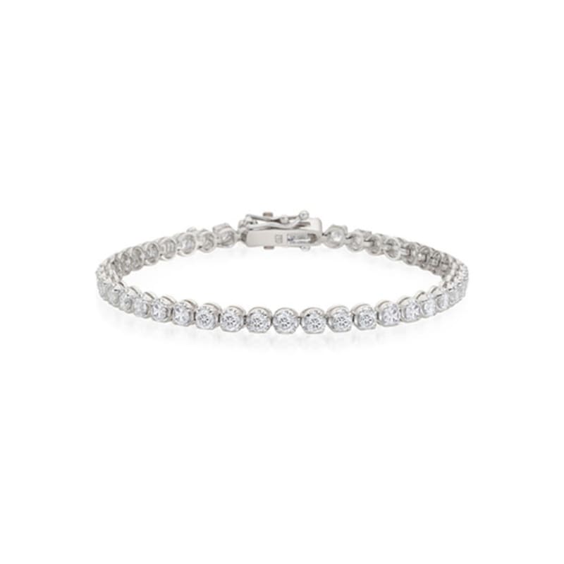 Tirr Lirr Silver-White Tennis Bracelet SBSSVW00513M-2-S