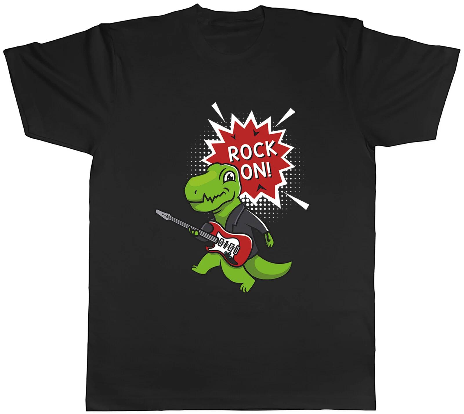 Rock on Mens T-Shirt Dinosaur on Skateboard Unisex Tee Gift XXL