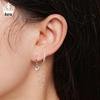 Avle Sterling Silver S925 Heart-Shaped Moonstone Chain Double Ear Cuff Earrings BSE809