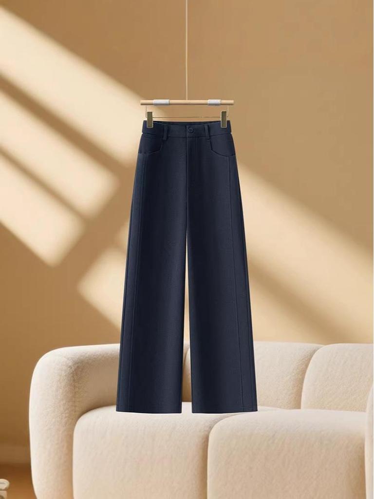 Women's High-Waist Slimming Woolen Wide-Leg Pants - Autumn/Winter 2025 Collection