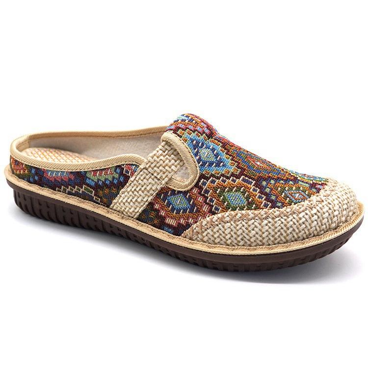 Shoes Women's New One-pedal Shallow Mouth Women's Shoes Half-drag Linen Mother Canvas Single Shoes Soft Sole Summer Breathable