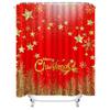 TU Christmas Shower Curtain Festive Holiday Decor Waterproof Fabric Bathroom Set Vintage Merry Xmas Backdrop