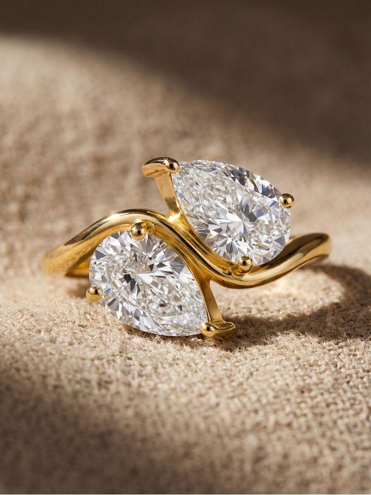 925 Sterling Silver Sparkling Double Water Drop Zircon Ring For Women Engagement Wedding Luxury High Quality Fine Jewelry