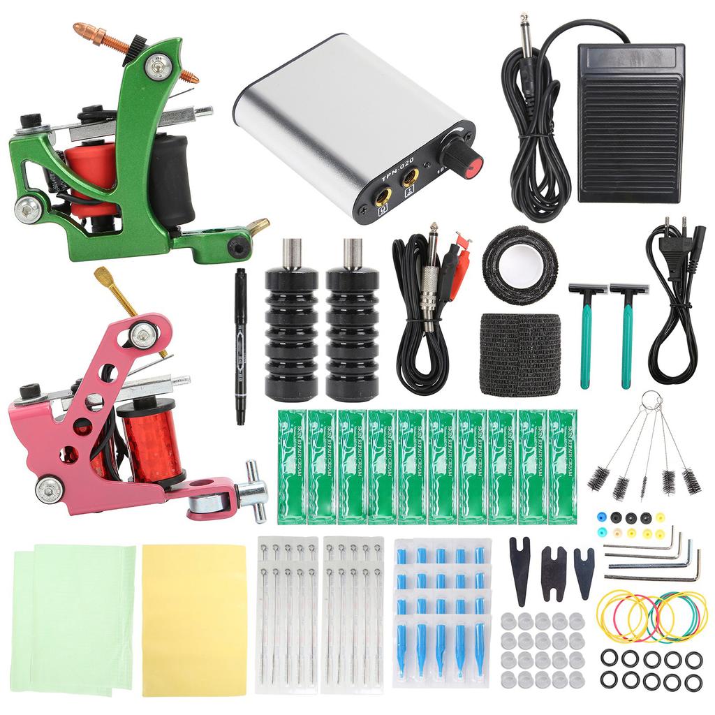 Complete Tattoo Kit Professional Tattoo Liner Shader Machine Power Supply Tattoo Supplies 90‑265VEU