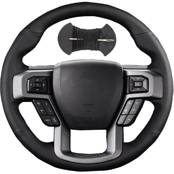 

Microfiber Leather Car Steering Wheel Cover Anti-Slip Stitch Wheel Wrap Fit for Ford F-150 F150 2015-2020 King Ranch Lariat Platinum XL XLT 2015-2017 Black Thread