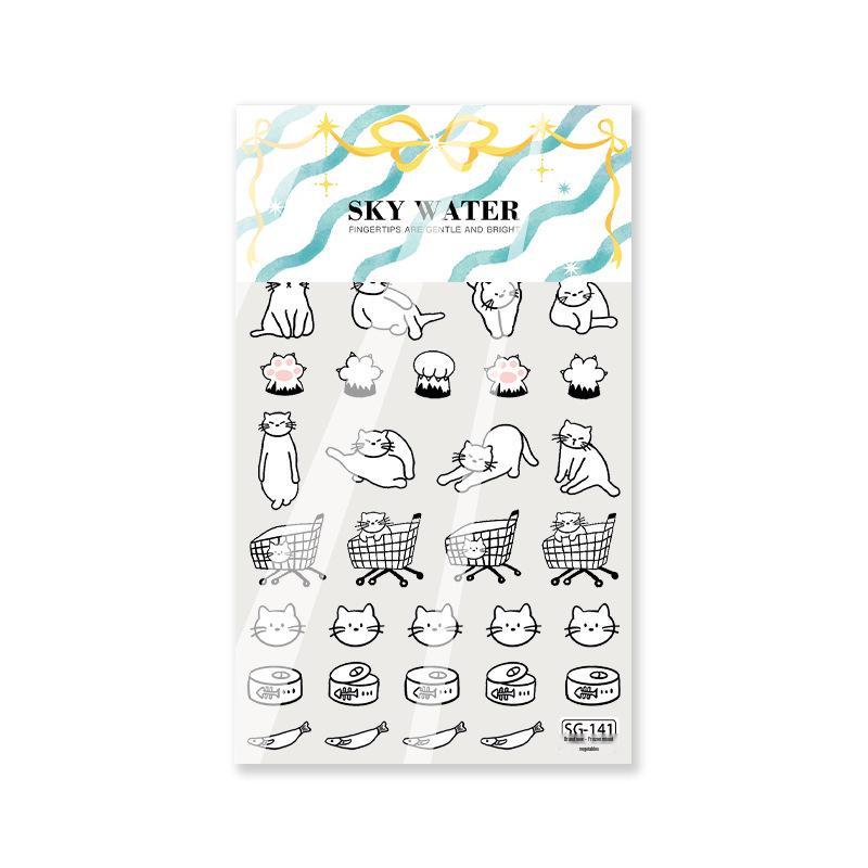 

Korean Style Cute Cat Line Art Nail Stickers – Jelly Adhesive