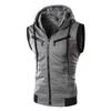 Men's Vest Sleeveless Hooded Casual Slim Fit Hooded Zipper Vest