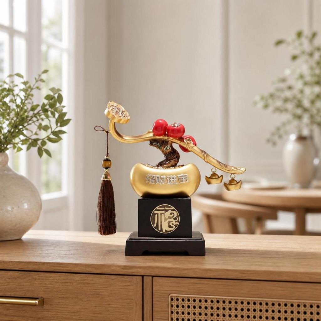 Decorative Branch Auspicious Persimmon Ornament with Tassel Chinese Style
