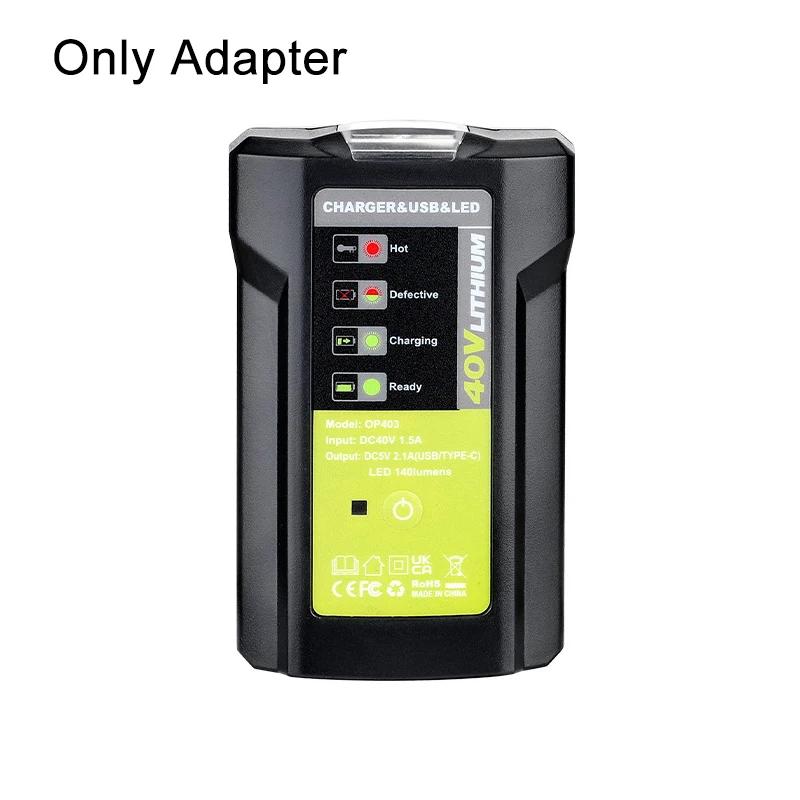 

Lithium Battery Charger Adapter For Ryobi 36-40V Li-ion Battery With LED Light Adapter Power Tool Chargers