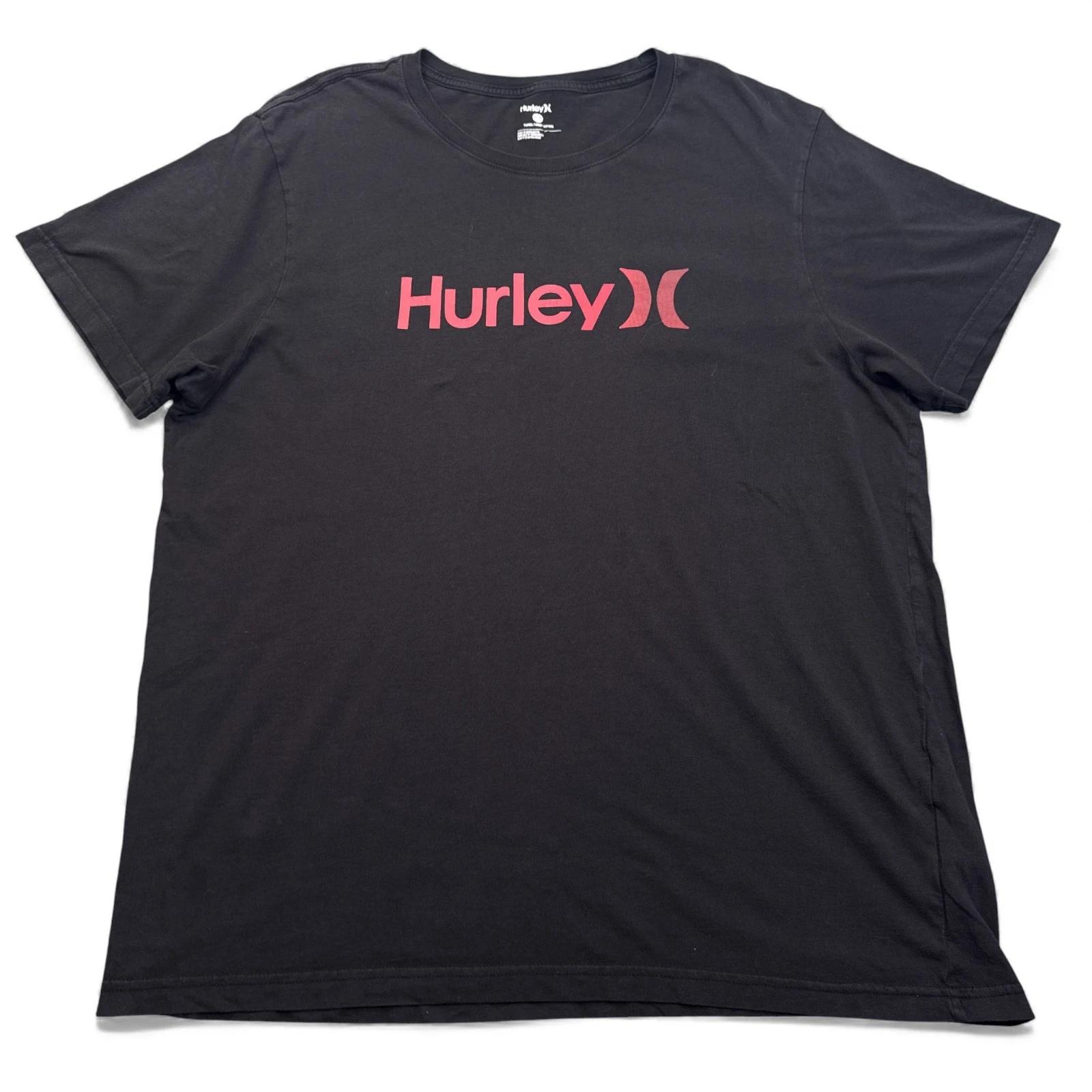 Hurley T Shirt Mens Size XL Black Red Logo Y2K Surf Skate Graphic Tee 4XL