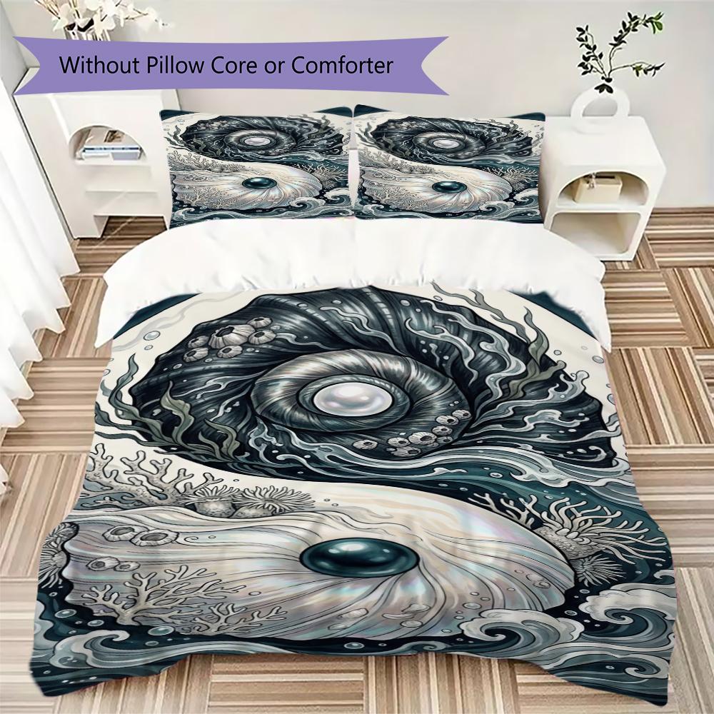 B&W Tai Chi Pattern Bedding uilt Set uilt Cover Pillowcase Home Decoration Birthday Gift (1 * duvet cover + 2 * pillowcase without core)103