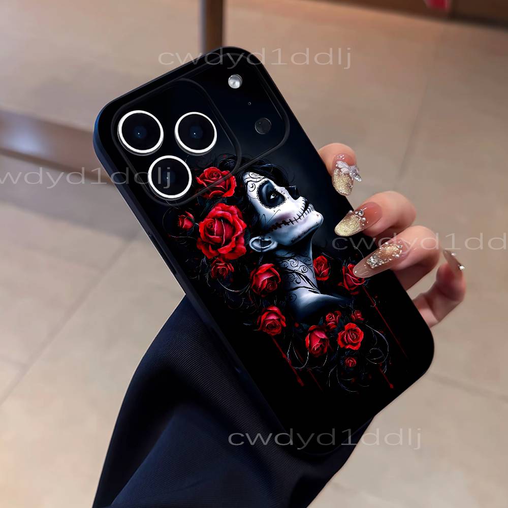 Mexican Catrina Skull Girls Phone Case For iPhone 17,16,15,11,12,14,13 Pro Max Mini XS,XR,7 Plus 16E Air Soft Covers Fundas