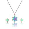 QQs  New Stainless Steel Snowflake Necklaces Pendants for Women Wedding Jewelry Kolye Collares Christmas Elk Deer Earrings Necklaces