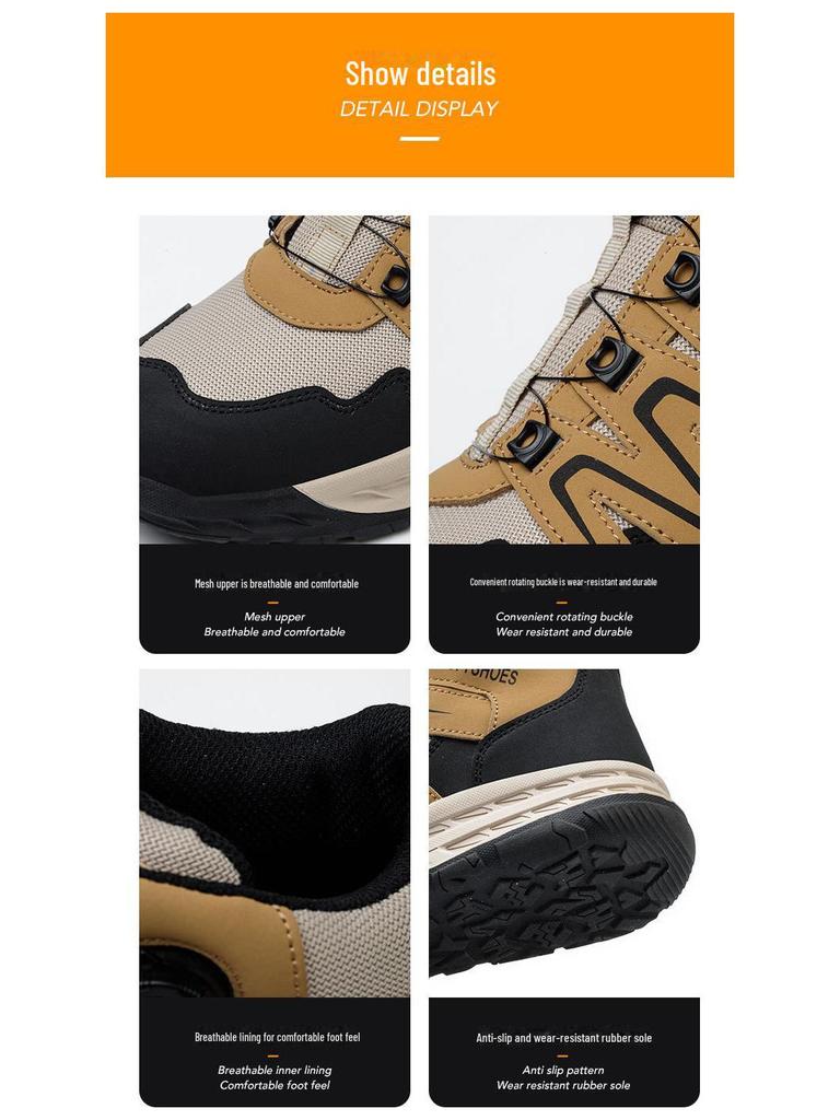 Cross-border Steel Toe Safety Shoes: Rotating Button, Anti-Smash, Anti-Puncture, Non-Slip, Wear-Resistant