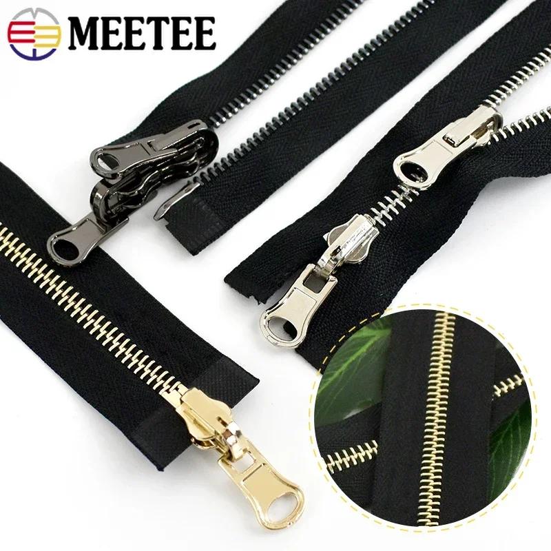 Meetee 5# 8# 70-100cm Open-End Rotary Metal Zipper Slider Double Sided Reversible Zippers Jacket Sewing Zip Repair Accessories
