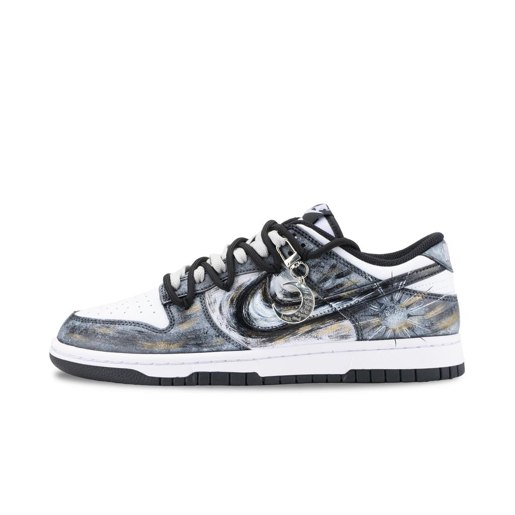 Nike Dunk Eclipse Mark Abrasion Resistant Slip Resistant Low top Skateboard Shoes Unisex Black White Gold HF5441-100(Team626-)