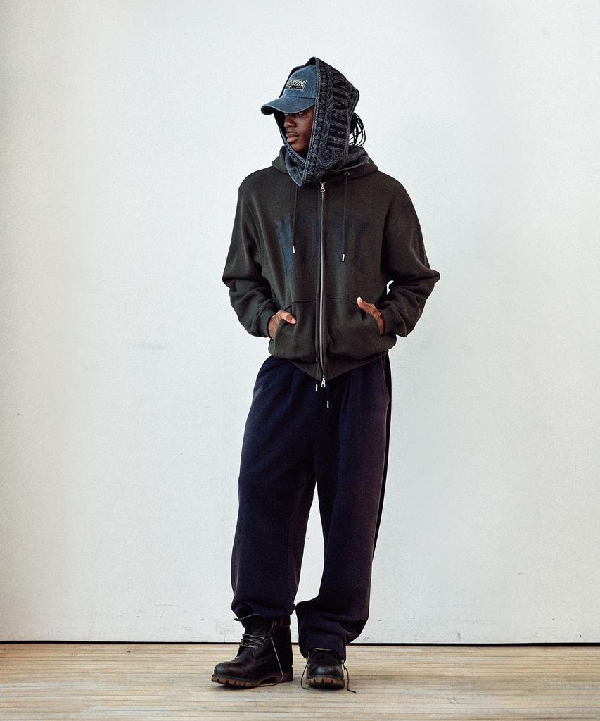 Thevinylhouse Graphic Hoodie Zip-Up Khaki
